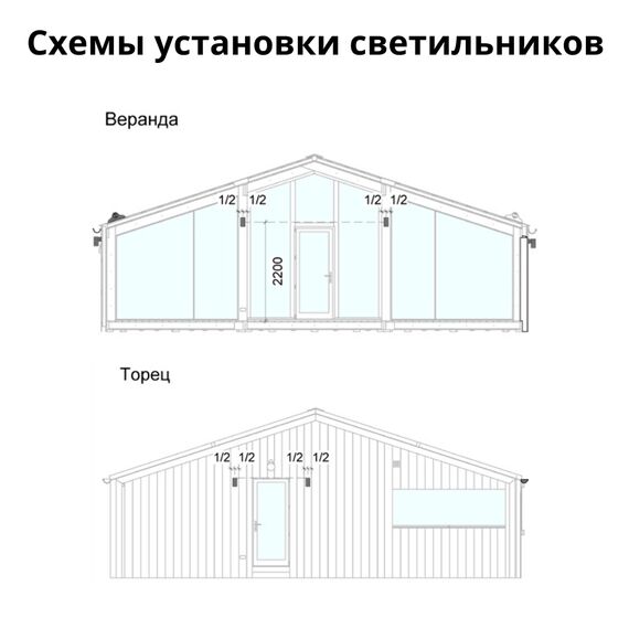 Настенные уличные Светильники (комплект), Модель дома: BBB 103, Комплект светильников: Фасад торцевой, изображение 3