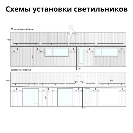 Настенные уличные Светильники (комплект), Модель дома: KSH 77, Комплект светильников: Фасад металлический, изображение 2