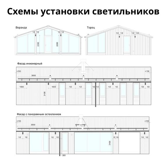 Настенные уличные Светильники (комплект), Модель дома: KDR 65, Комплект светильников: Фасад с панорамой, изображение 2